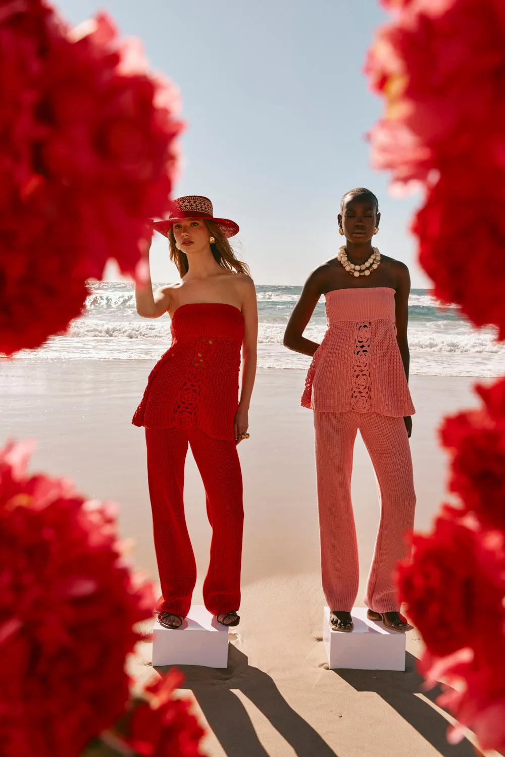 Celana rajut pink wanita Ellea Pants Rose Joy368