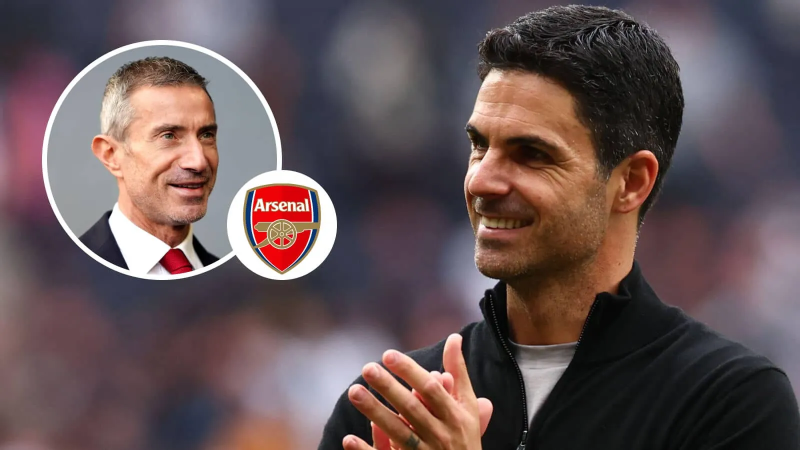 Direktur olahraga Arsenal Andrea Berta dan manajer Mikel Arteta berdiskusi