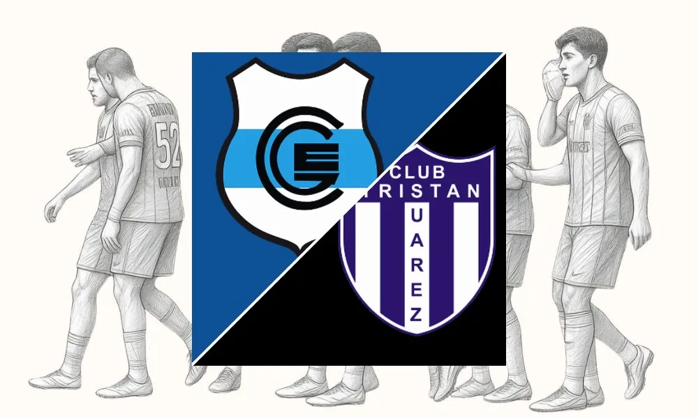 Pemain Tristán Suárez merayakan gol ke gawang Gimnasia y Esgrima Jujuy di Stadion 23 de Agosto