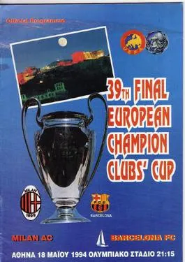 Skuad Milan merayakan kemenangan di final Liga Champions 1994