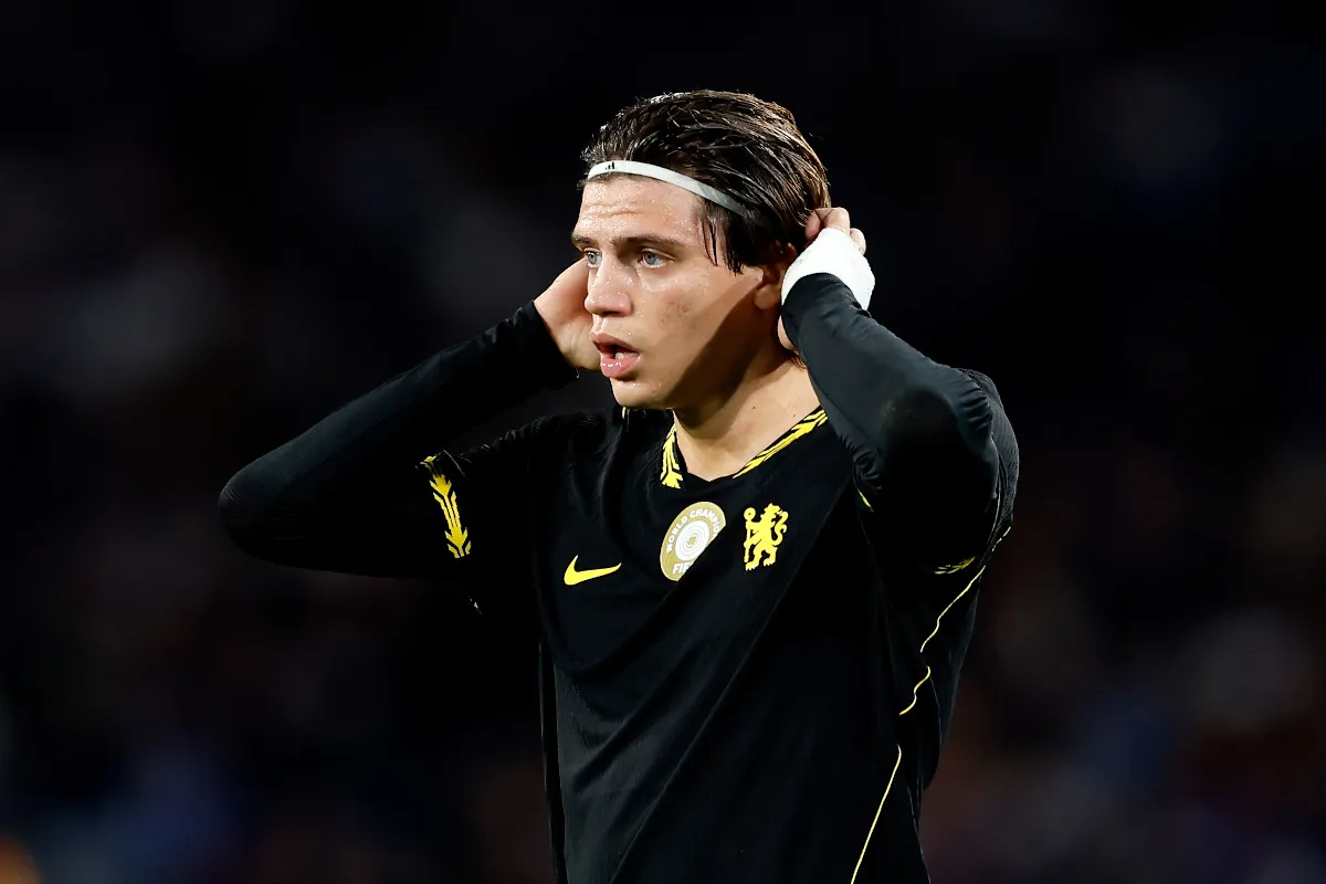 Pemain Chelsea Joao Pedro merayakan gol ke gawang Milan dalam laga uji coba