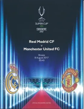 Selebrasi pemain Real Madrid pada ajang UEFA Super Cup 2017 di Skopje