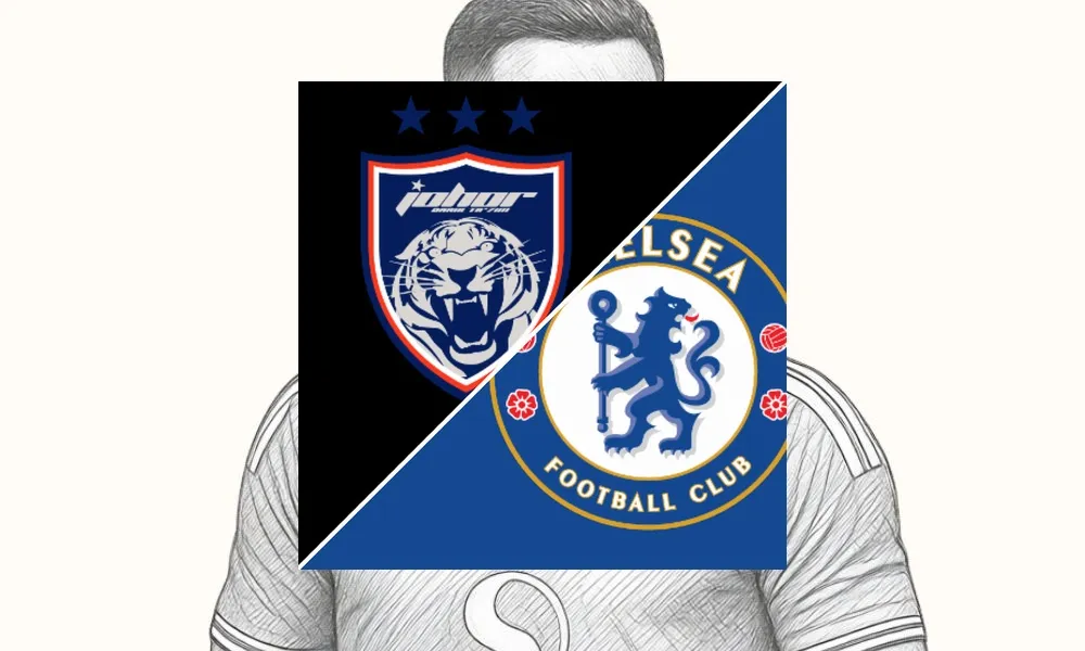 Aksi pemain Johor Darul Ta'zim saat menghadapi Chelsea di Stadion Sultan Ibrahim