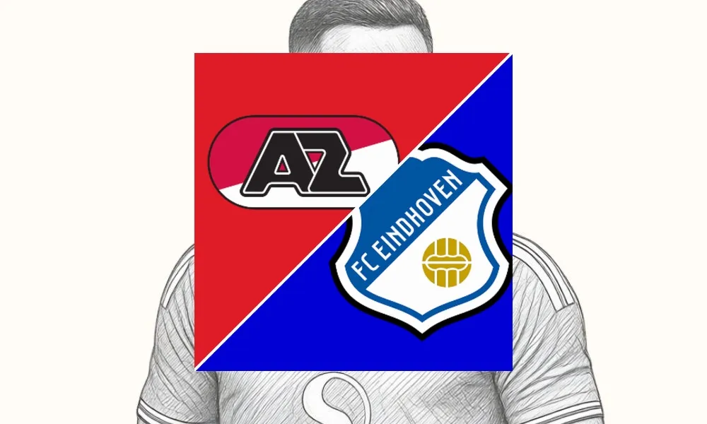 Pemain FC Eindhoven merayakan gol kemenangan atas Jong AZ di AFAS Trainingscomplex