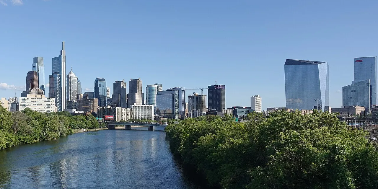 Pemandangan kota Philadelphia di Pennsylvania, Amerika Serikat