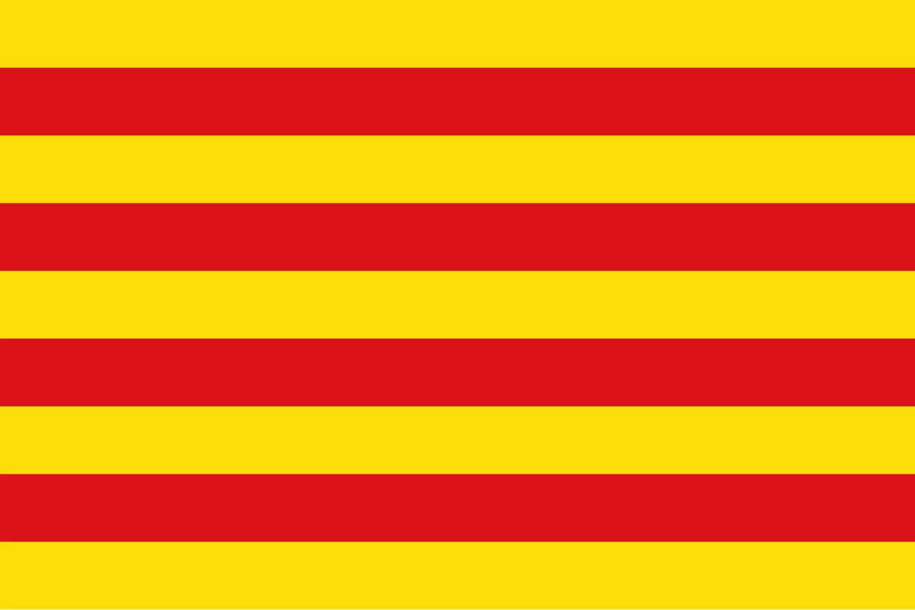 Bendera Senyera dengan pola empat garis merah berlatar kuning