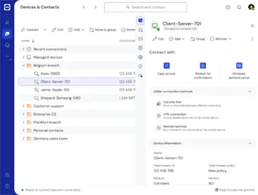 Tampilan antarmuka aplikasi TeamViewer yang berjalan di perangkat komputer