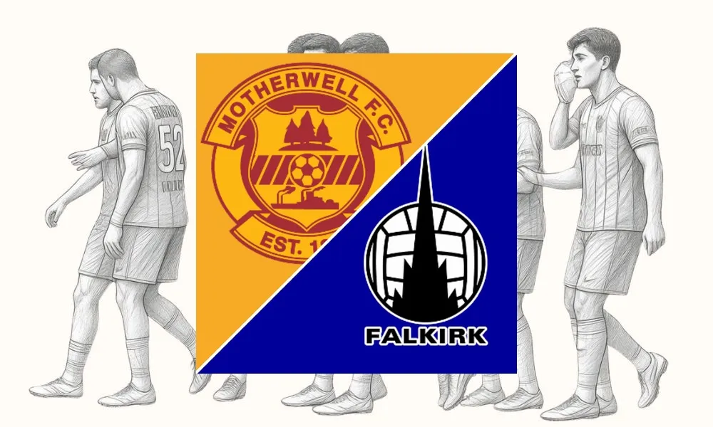 Aksi pemain Motherwell dan Falkirk dalam laga Liga Utama Skotlandia di Stadion Fir Park