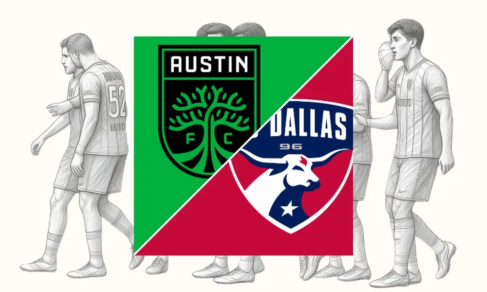 Ilustrasi pertandingan Austin FC vs FC Dallas di MLS dengan latar Q2 Stadium
