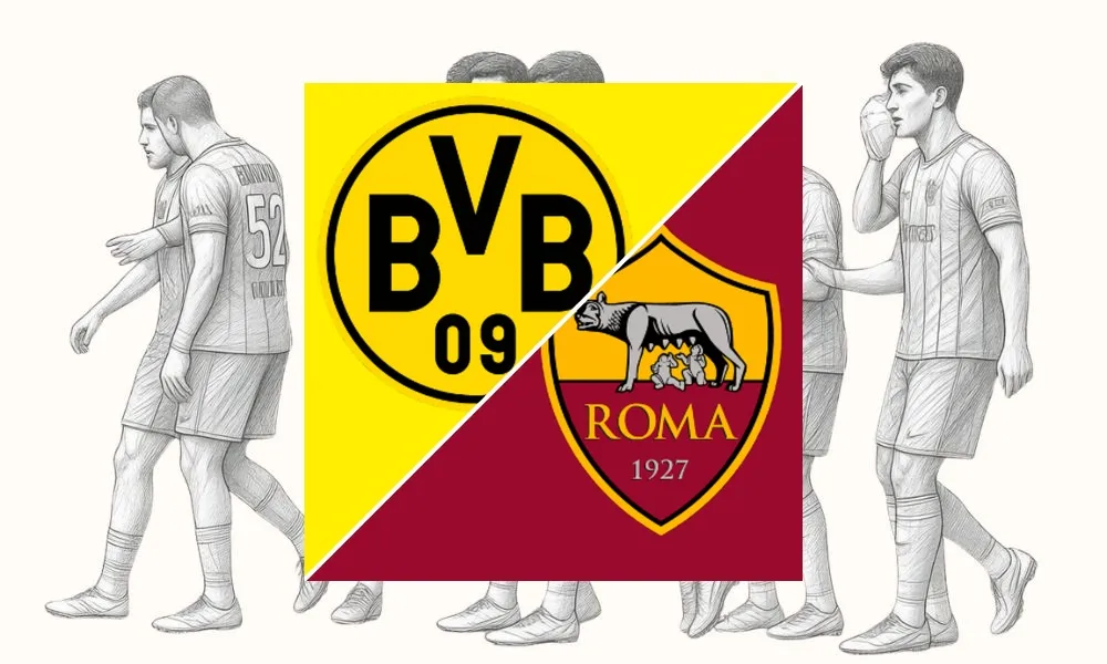 Ilustrasi pertandingan Borussia Dortmund vs AS Roma di Signal Iduna Park