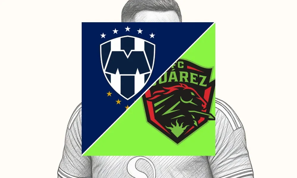 Ilustrasi pertandingan Monterrey vs FC Juarez di Liga MX dengan suasana Estadio BBVA