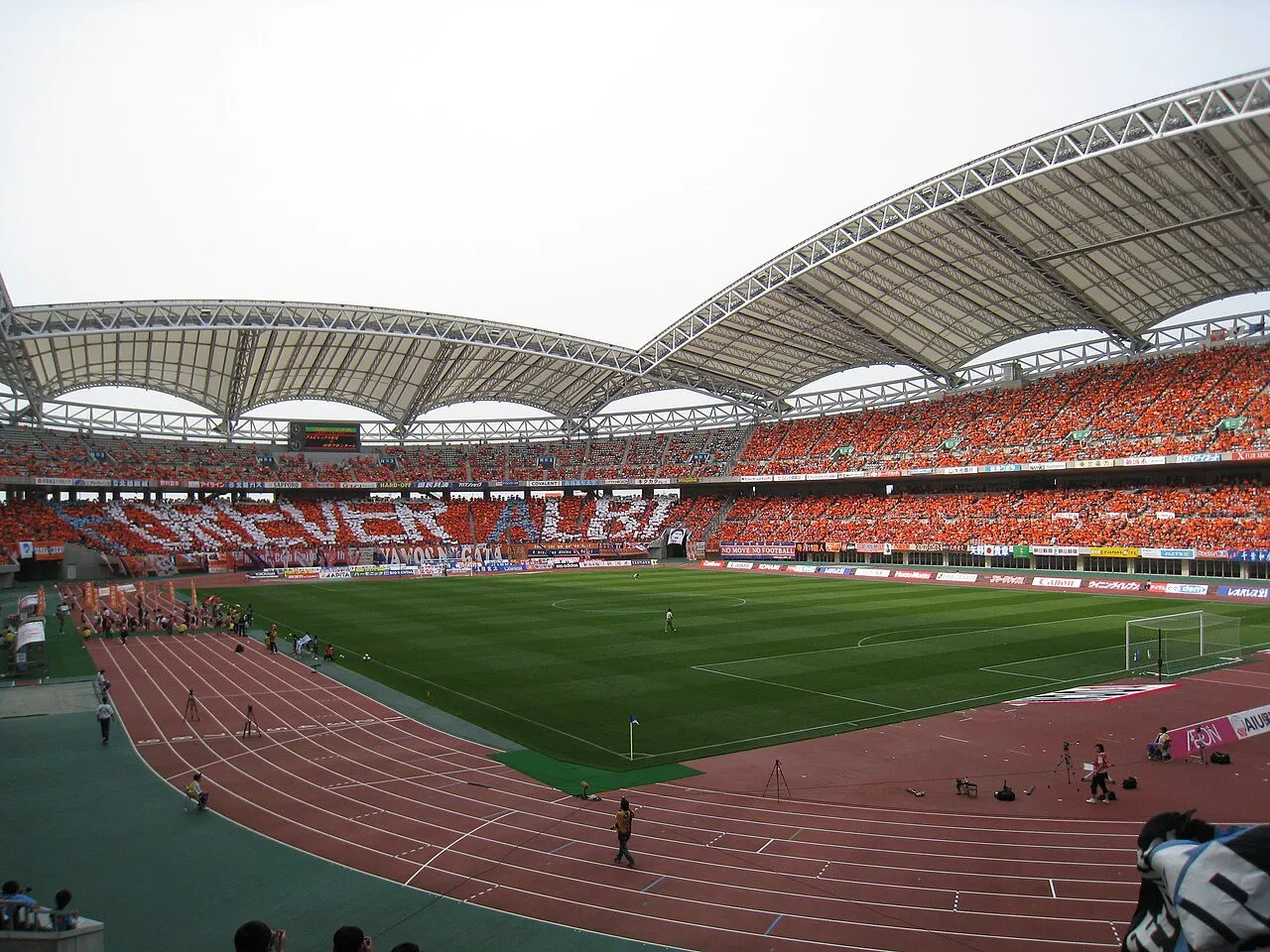 Tampak depan Denka Big Swan Stadium di Niigata Jepang