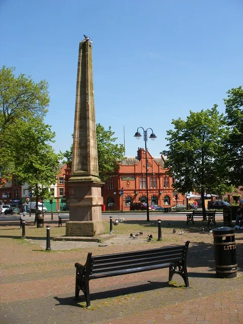 Pemandangan kawasan perkotaan Leigh di Greater Manchester, Inggris