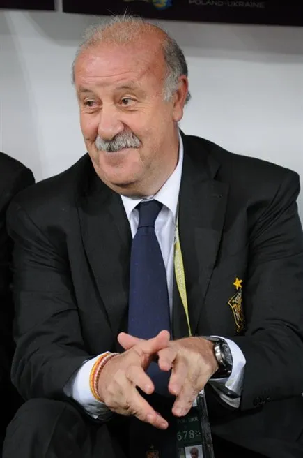 Vicente del Bosque saat memimpin sesi latihan Timnas Spanyol