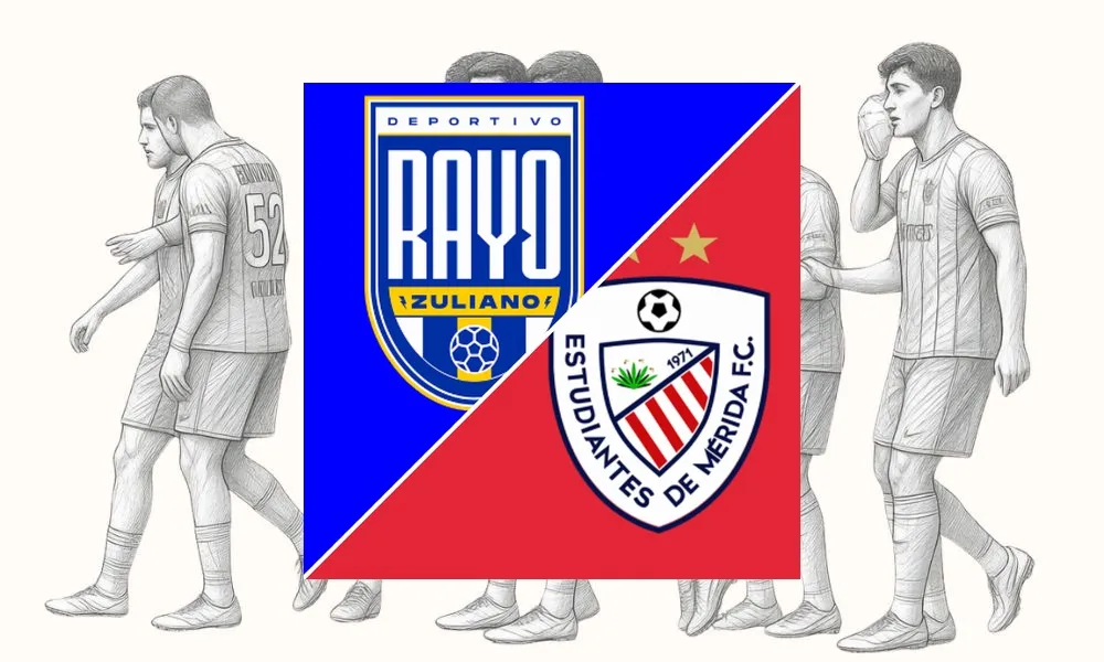 Aksi pemain Rayo Zuliano dalam laga melawan Estudiantes de Mérida di Liga FUTVE