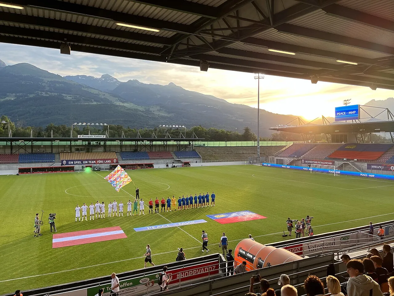 Tampak depan Rheinpark Stadion di Vaduz markas Timnas Liechtenstein