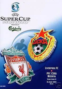 Pertandingan 2005 UEFA Super Cup antara Liverpool melawan CSKA Moscow di Stade Louis II