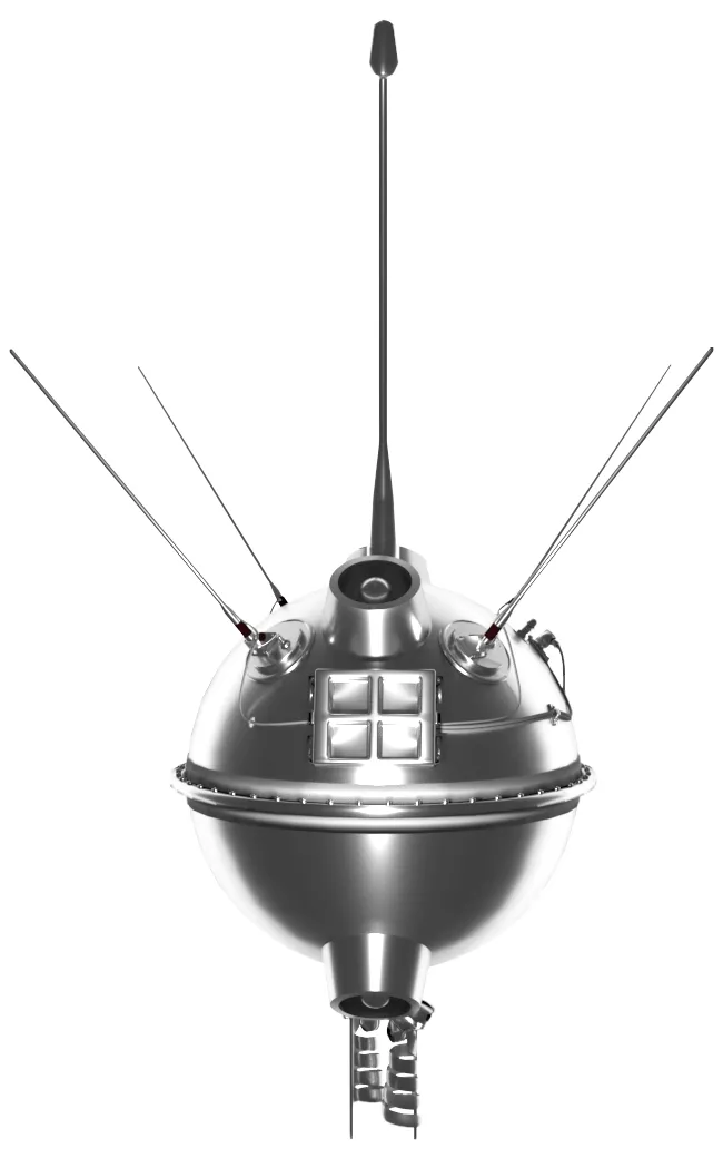 Ilustrasi wahana antariksa Luna 2 milik Uni Soviet saat mendekati permukaan Bulan