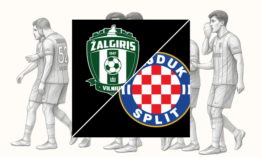 Pemain Hajduk Split merayakan kemenangan telak atas Zalgiris Vilnius di LFF Stadionas