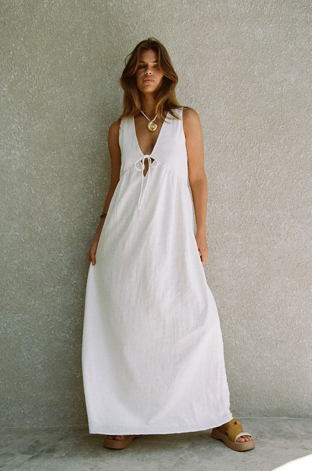 Hara Dress White maxi katun premium koleksi Joy368