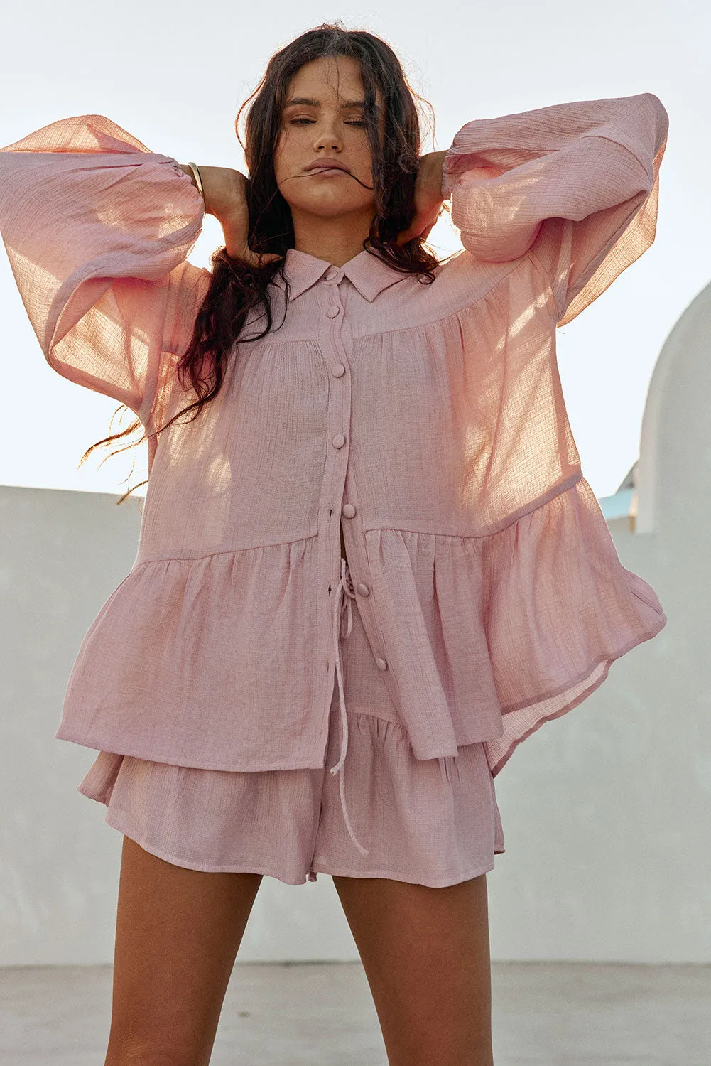 Huxley Top Blush atasan wanita warna pink dari koleksi Joy368