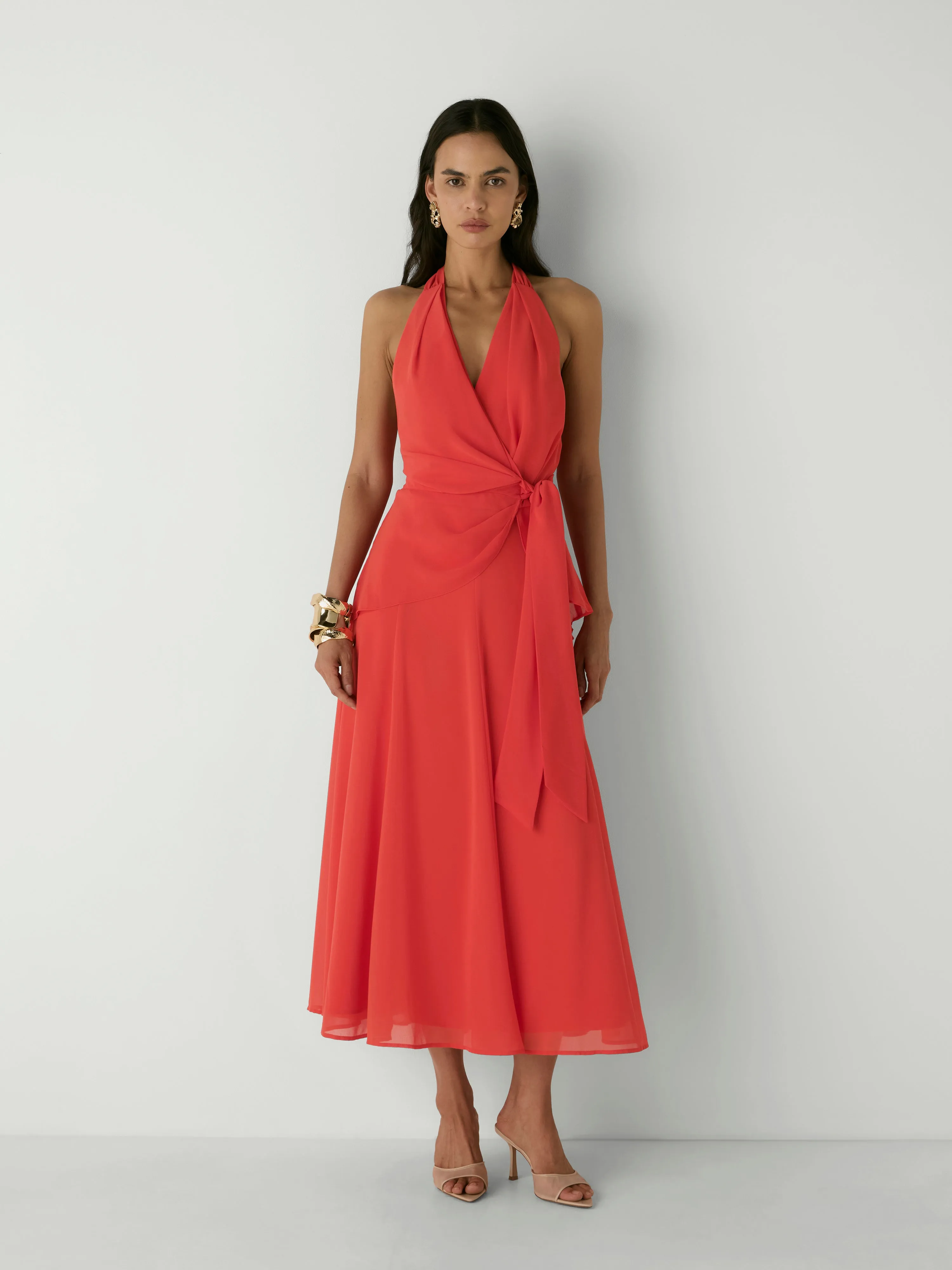 Immy Skirt Tangerine rok panjang wanita elegan berpotongan A-line di Joy368