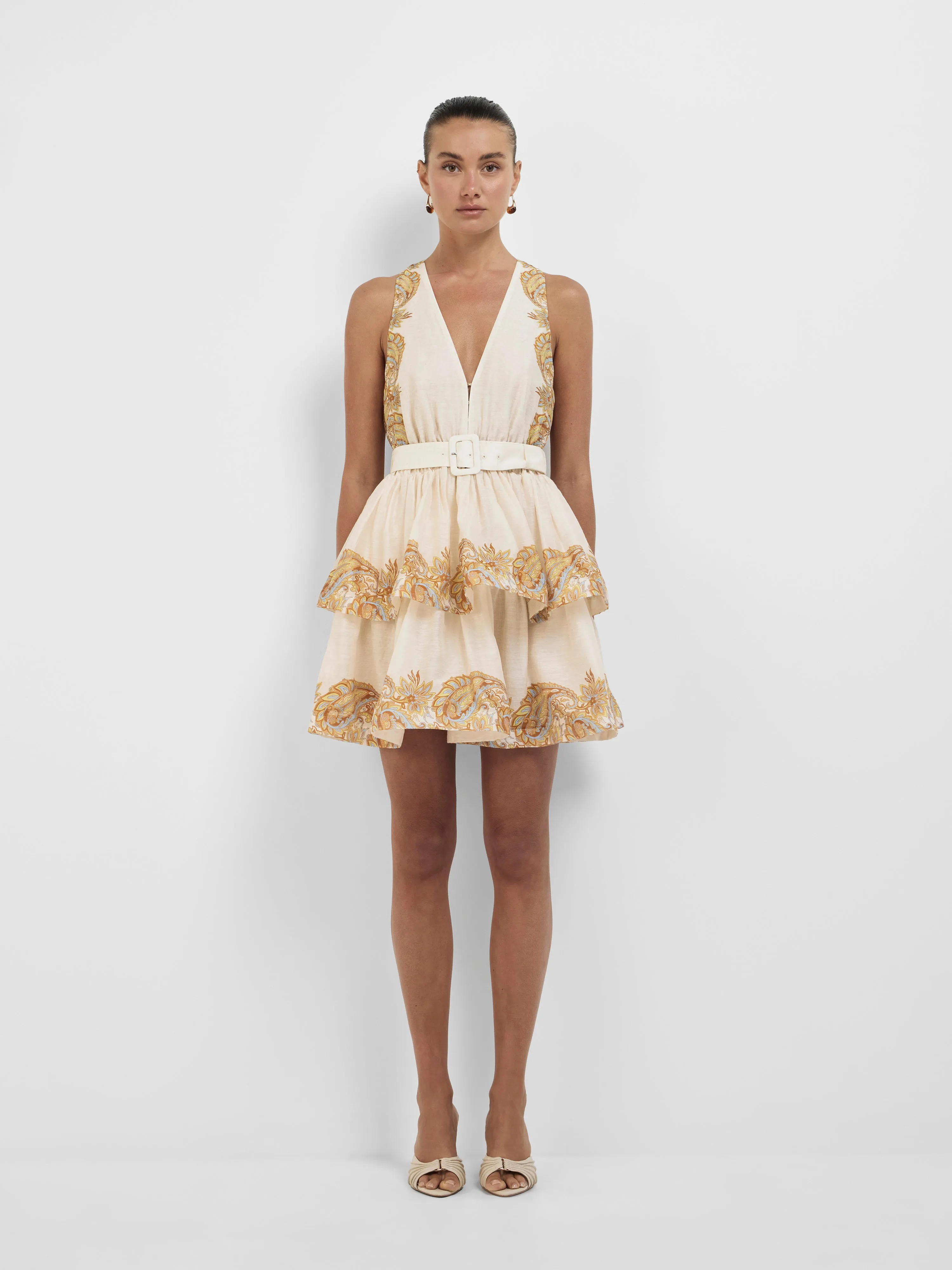 Mirage Mini Dress elegan koleksi Joy368 dengan detail lapisan bertingkat dan siluet fit-and-flare