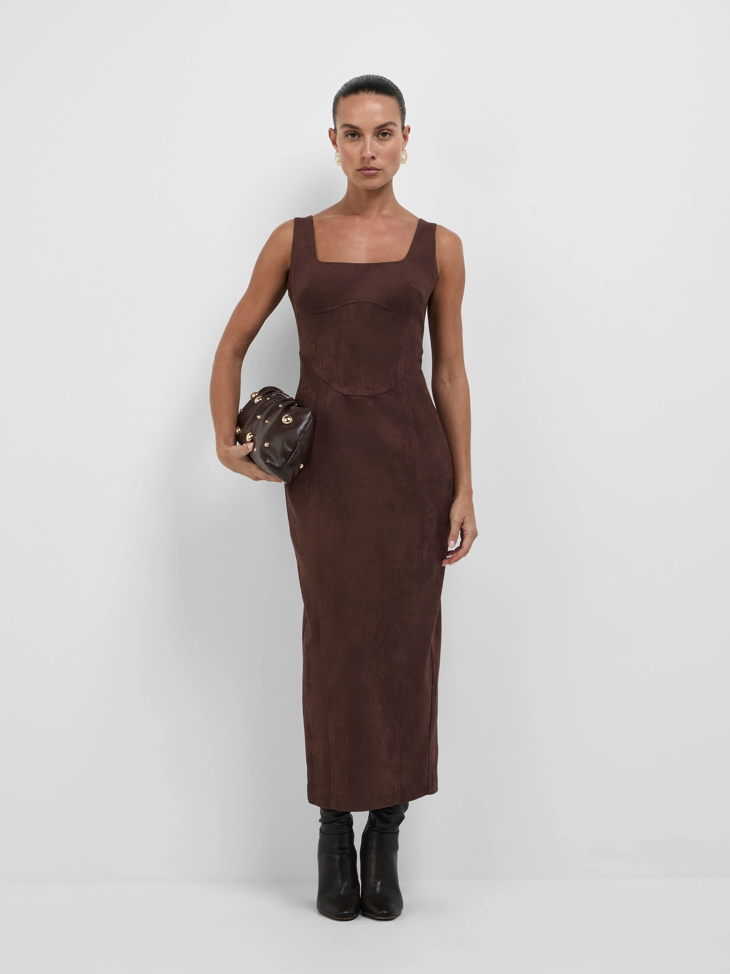 Nala Midi Dress Cocoa elegan dari koleksi eksklusif Joy368